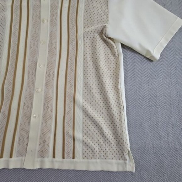 Michael Irvin 88 Casual Shirt Men's 2XL White Brown Textured Button Up Retro VTG - Picture 3 of 15